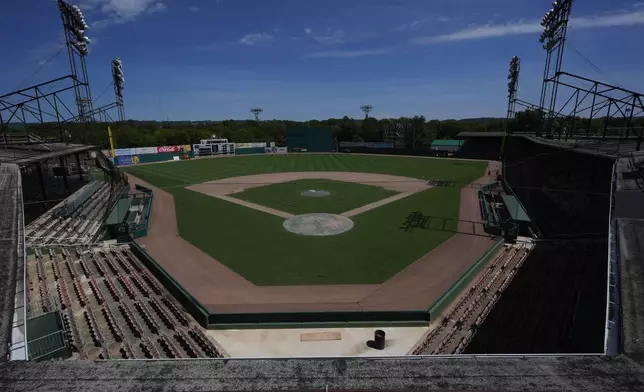 Rickwood Field is seen from the roof, Monday, June 10, 2024, in Birmingham, Ala. Rickwood Field, known as one of the oldest professional ballpark in the United States and former home of the Birmingham Black Barons of the Negro Leagues, will be the site of a special regular season game between the St. Louis Cardinals and San Francisco Giants on June 20, 2024. (AP Photo/Brynn Anderson)