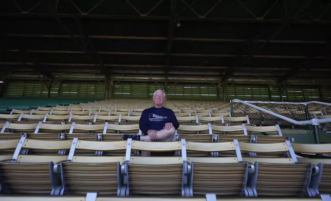 Gerald Watkins, the chair of the nonprofit group, Friends of Rickwood Field poses for a photograph at Rickwood Field, Monday, June 10, 2024, in Birmingham, Ala. Rickwood Field, known as one of the oldest professional ballpark in the United States and former home of the Birmingham Black Barons of the Negro Leagues, will be the site of a special regular season game between the St. Louis Cardinals and San Francisco Giants on June 20, 2024. (AP Photo/Brynn Anderson)