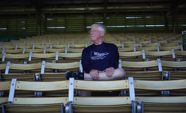 Gerald Watkins, the chair of the nonprofit group, Friends of Rickwood Field poses for a photograph at Rickwood Field, Monday, June 10, 2024, in Birmingham, Ala. Rickwood Field, known as one of the oldest professional ballpark in the United States and former home of the Birmingham Black Barons of the Negro Leagues, will be the site of a special regular season game between the St. Louis Cardinals and San Francisco Giants on June 20, 2024. (AP Photo/Brynn Anderson)