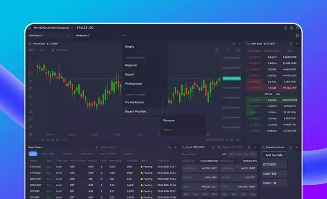 The new B2TRader update introduces a powerful tab feature with customisable workspaces. This feature allows users to open up to 10 tabs and manage multiple trading environments at once. (Graphic: Business Wire)