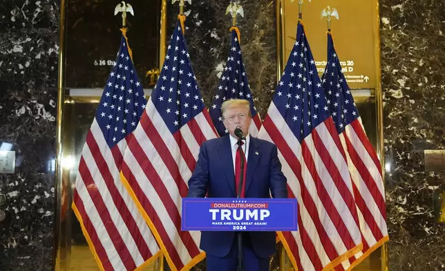 Former President Donald Trump speaks during a news conference at Trump Tower, Friday, May 31, 2024, in New York. A day after a New York jury found Donald Trump guilty of 34 felony charges, the presumptive Republican presidential nominee addressed the conviction and likely attempt to cast his campaign in a new light. (AP Photo/Julia Nikhinson)