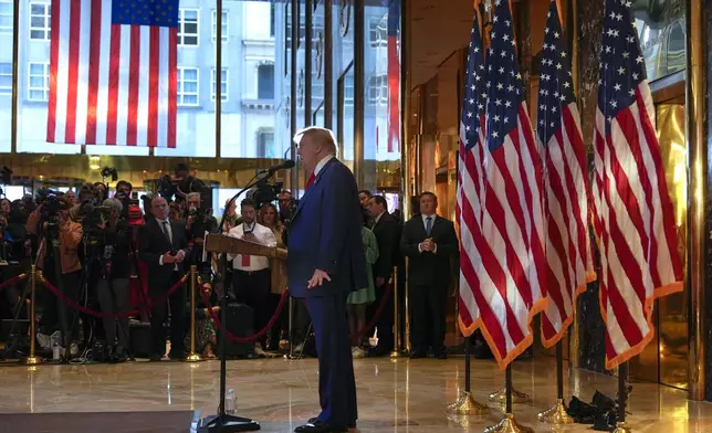 Former President Donald Trump speaks during a news conference at Trump Tower, Friday, May 31, 2024, in New York. A day after a New York jury found Donald Trump guilty of 34 felony charges, the presumptive Republican presidential nominee addressed the conviction and likely attempt to cast his campaign in a new light. (AP Photo/Julia Nikhinson)