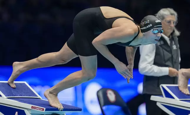 Kate Douglass swims during the Women's 200 breaststroke finals Thursday, June 20, 2024, at the US Swimming Olympic Trials in Indianapolis. (AP Photo/Darron Cummings)