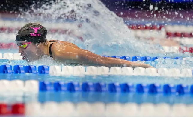 Regan Smith swims during the Women's 200 butterfly finals Thursday, June 20, 2024, at the US Swimming Olympic Trials in Indianapolis. (AP Photo/Darron Cummings)