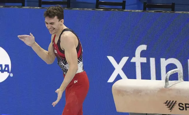 Stephen Nedoroscik competes on the pommel horse at the United States Gymnastics Olympic Trials on Saturday, June 29, 2024, in Minneapolis. (AP Photo/Abbie Parr)