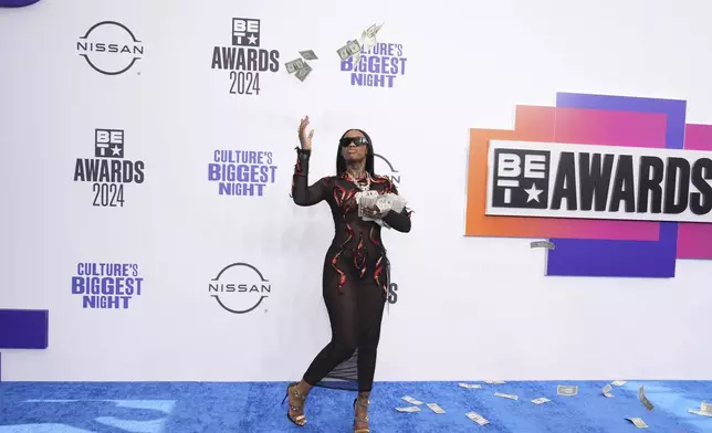 Sexyy Red arrives at the BET Awards on Sunday, June 30, 2024, at the Peacock Theater in Los Angeles. (Photo by Jordan Strauss/Invision/AP)