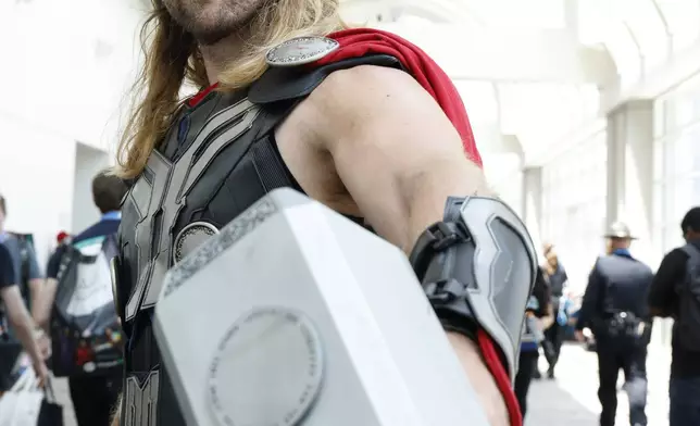 Mikki Hansen of Copenhagen, Denmark, dressed as Thor, attends Comic-Con International on Friday, July 26, 2024, in San Diego. (Photo by Christy Radecic/Invision/AP)