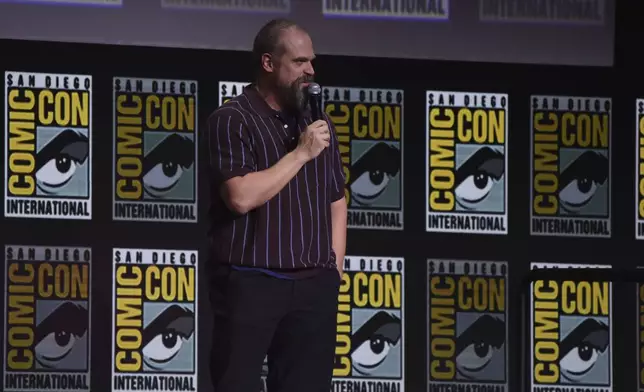 David Harbour attends a panel for "Marvel Studios" during Comic-Con International on Saturday, July 27, 2024, in San Diego. (Photo by Richard Shotwell/Invision/AP)