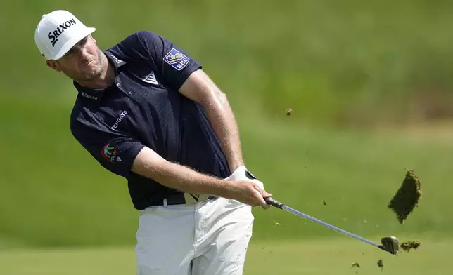 Taylor Pendrith hits on the fairway on the seventh hole during the final round of the 3M Open golf tournament at the Tournament Players Club, Sunday, July 28, 2024, in Blaine, Minn. (AP Photo/Charlie Neibergall)