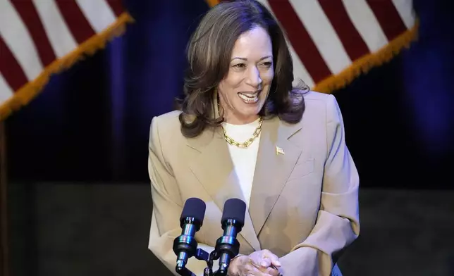 Vice President Kamala Harris delivers remarks at a campaign event in Pittsfield, Mass., Saturday, July 27, 2024. (AP Photo/Stephanie Scarbrough)