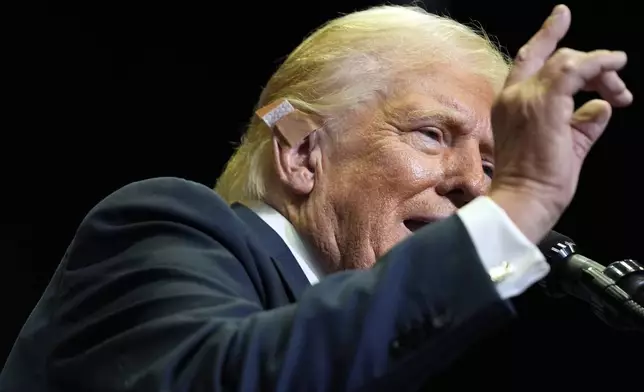 Republican presidential candidate former President Donald Trump speaks at a campaign rally, Saturday, July 20, 2024, in Grand Rapids, Mich. (AP Photo/Evan Vucci)