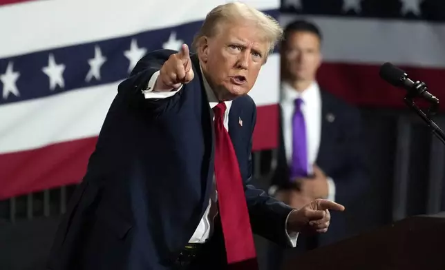 Republican presidential candidate former President Donald Trump speaks at a campaign rally Wednesday, July 24, 2024, in Charlotte, N.C. (AP Photo/Alex Brandon)