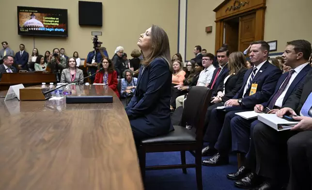 U.S. Secret Service Director Kimberly Cheatle prepares to testify about the attempted assassination of former President Donald Trump at a campaign event in Pennsylvania before the House Oversight and Accountability Committee, at the Capitol, Monday, July 22, 2024 in Washington. (AP Photo/John McDonnell)