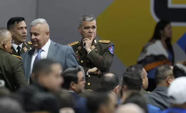 Defense Minister Padrino Lopez attends the ceremony certifying Venezuelan President Nicolas Maduro as the winner of the presidential election at the National Electoral Council (CNE) in Caracas, Venezuela, Monday, July 29, 2024. (AP Photo/Matias Delacroix)