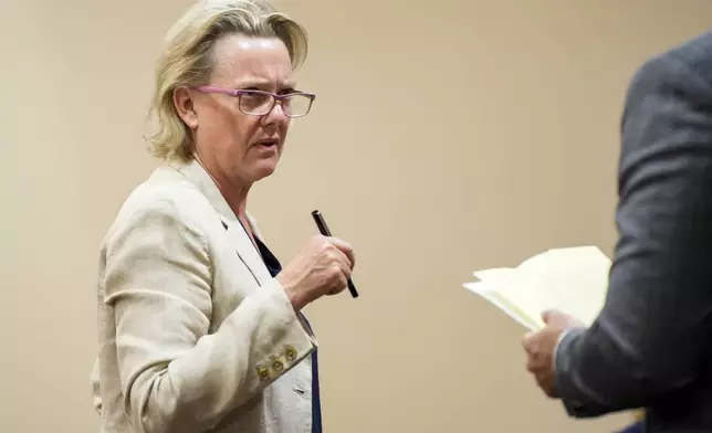 Special prosecutor Kari Morrissey attends Alec Baldwin's manslaughter trial for the 2021 fatal shooting of cinematographer Halyna Hutchins during filming of the Western movie "Rust", in Santa Fe, N.M., Thursday, July 11, 2024. (Ramsay de Give/Pool Photo via AP)