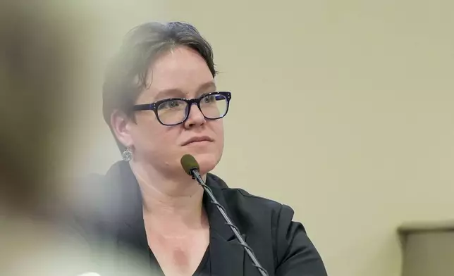 Crime scene technician Marissa Poppell attends Alec Baldwin's involuntary manslaughter trial for the 2021 fatal shooting of cinematographer Halyna Hutchins during filming of the Western movie "Rust", in Santa Fe, N.M., Thursday, July 11, 2024. (Ramsay de Give/Pool Photo via AP)