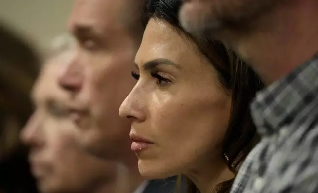Hilaria Baldwin listens during her husband actor Alec Baldwin's hearing in Santa Fe County District Court, Wednesday, July 10, 2024, in Santa Fe, N.M. Baldwin is facing a single charge of involuntary manslaughter in the death of a cinematographer. (AP Photo/Ross D. Franklin, Pool)