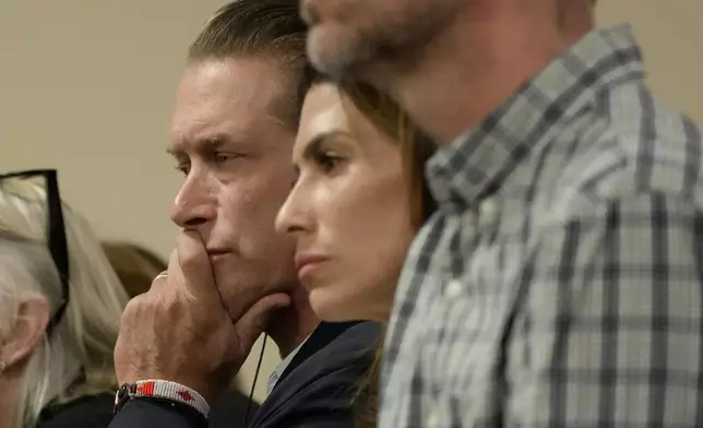 Actor Stephen Baldwin and Hilaria Baldwin, wife of Alec Baldwin, listen during actor Alec Baldwin's hearing in Santa Fe County District Court, Wednesday, July 10, 2024, in Santa Fe, N.M. Baldwin is facing a single charge of involuntary manslaughter in the death of a cinematographer. (AP Photo/Ross D. Franklin, Pool)