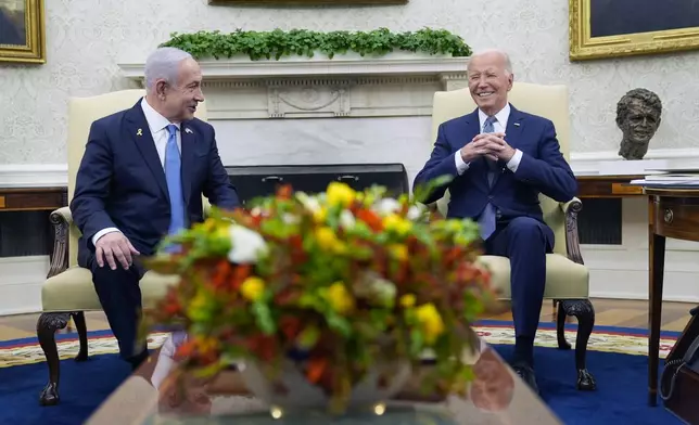 President Joe Biden meets with Israeli Prime Minister Benjamin Netanyahu in the Oval Office of the White House in Washington, Thursday, July 25, 2024. (AP Photo/Susan Walsh)