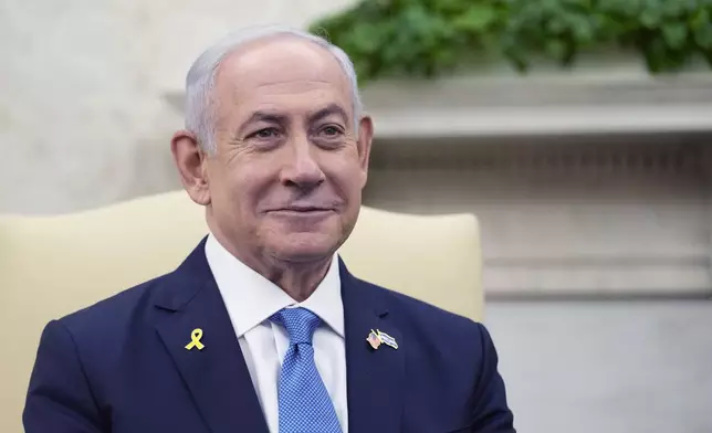 Israeli Prime Minister Benjamin Netanyahu speaks during his meeting with President Joe Biden in the Oval Office of the White House in Washington, Thursday, July 25, 2024. (AP Photo/Susan Walsh)