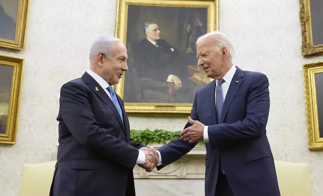 President Joe Biden meets with Israeli Prime Minister Benjamin Netanyahu in the Oval Office of the White House in Washington, Thursday, July 25, 2024. (AP Photo/Susan Walsh)