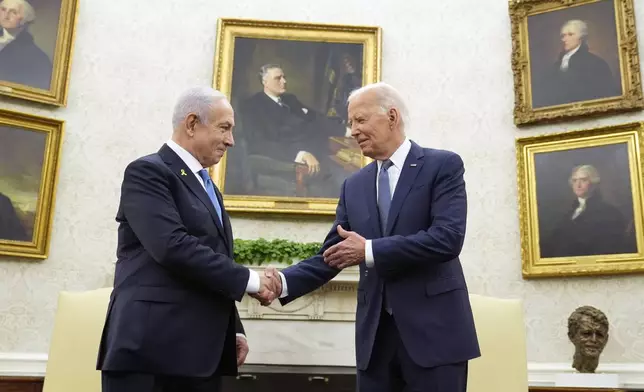 President Joe Biden meets with Israeli Prime Minister Benjamin Netanyahu in the Oval Office of the White House in Washington, Thursday, July 25, 2024. (AP Photo/Susan Walsh)