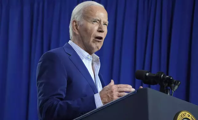 FILE - President Joe Biden speaks, June 28, 2024, in New York. Biden is scheduled to receive an operational briefing at the D.C. Emergency Operations Center and deliver remarks on extreme weather on Tuesday, July 2. (AP Photo/Evan Vucci, File)