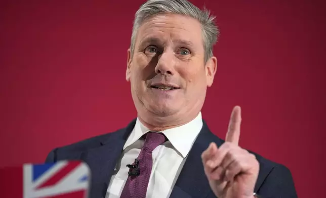 FILE - Keir Starmer, leader of Britain's opposition Labour Party, delivers a speech at a business conference in London, on Feb. 1, 2024. (AP Photo/Kirsty Wigglesworth, File)