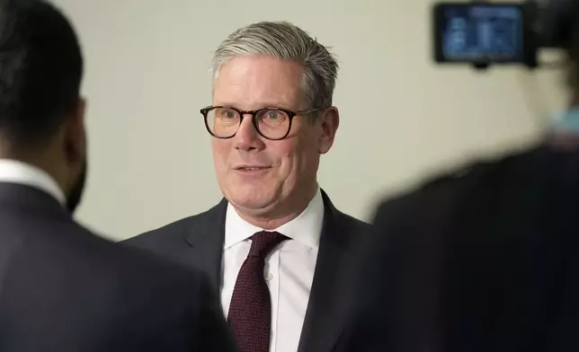 Britain's Prime Minister Keir Starmer speaks during an interview at the Senedd as part of a two-day tour of the four nations of the United Kingdom in Cardiff, Wales, Monday, July 8, 2024.(AP Photo/Alastair Grant, Pool)