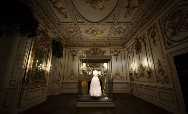 Exhibit pieces from previous concert tour at the 'Taylor Swift Songbook Trail Exhibition' at the Victoria &amp; Albert Museum, on Wednesday, July 24, 2024 in London. (Photo by Scott A Garfitt/Invision/AP)