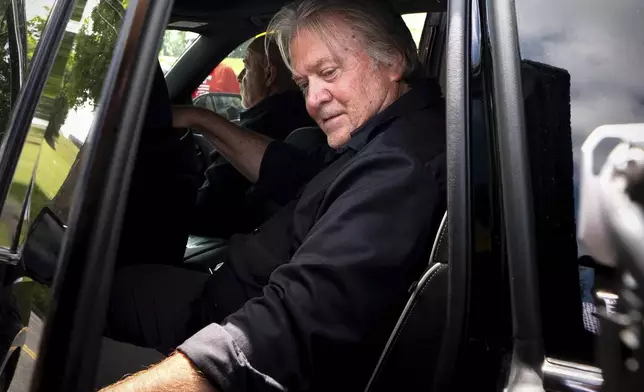 Steve Bannon gets into his car before reporting to Danbury Federal Correctional Institution, Monday, July 1, 2024, in Danbury, Conn. (AP Photo/Julia Nikhinson)
