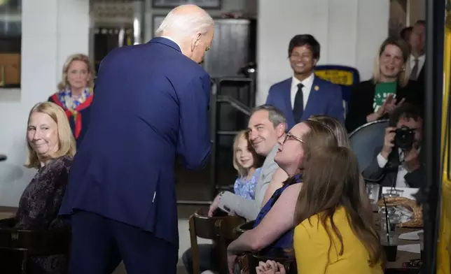 President Joe Biden speaks to supporters at Garage Grill &amp; Fuel Bar during a campaign stop in Northville, Mich., Friday July 12, 2024. (AP Photo/Jacquelyn Martin)