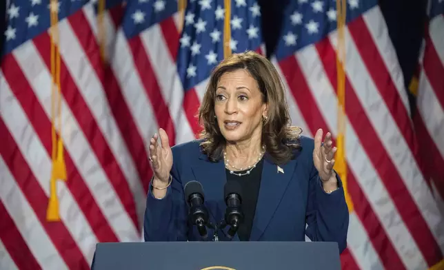 Vice President Kamala Harris campaigns for President as the presumptive Democratic candidate during an event at West Allis Central High School, Tuesday, July 23, 2024, in West Allis, Wis. (AP Photo/Kayla Wolf)