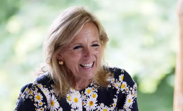 First lady Jill Biden makes a campaign stop, Wednesday, July 3, 2024, in Middleville, Mich. (AP Photo/Carlos Osorio)