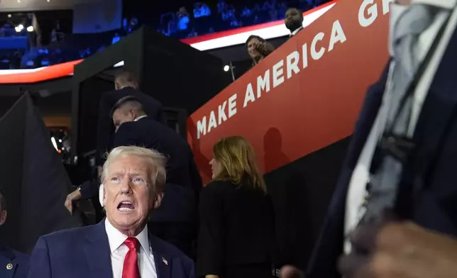 Republican presidential candidate former President Donald Trump attends the first day of the Republican National Convention, Monday, July 15, 2024, in Milwaukee. (AP Photo/Evan Vucci)