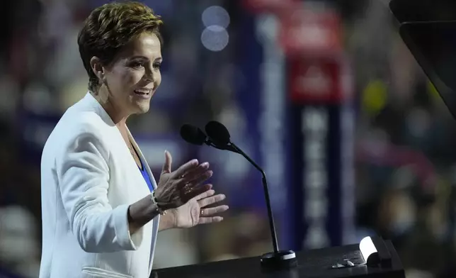 Kari Lake speaks during the Republican National Convention Tuesday, July 16, 2024, in Milwaukee. (AP Photo/Matt Rourke)