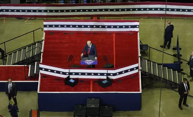 Republican presidential candidate former President Donald Trump speaks at a campaign rally, Saturday, July 20, 2024, in Grand Rapids, Mich. (AP Photo/Evan Vucci)