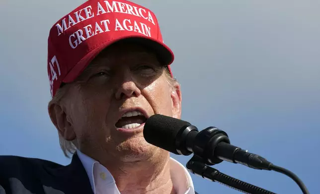 Republican presidential candidate former President Donald Trump speaks at a campaign rally in Chesapeake, Va., Friday, June 28, 2024. (AP Photo/Steve Helber)