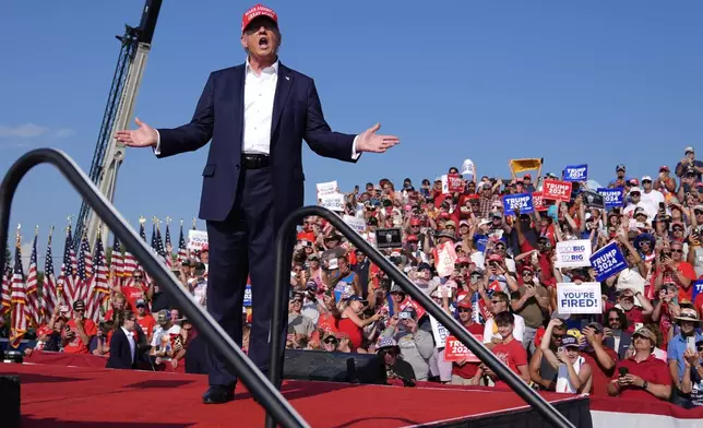 FILE - Republican presidential candidate former President Donald Trump arrives for a campaign rally, Saturday, July 13, 2024, in Butler, Pa. (AP Photo/Evan Vucci, File)