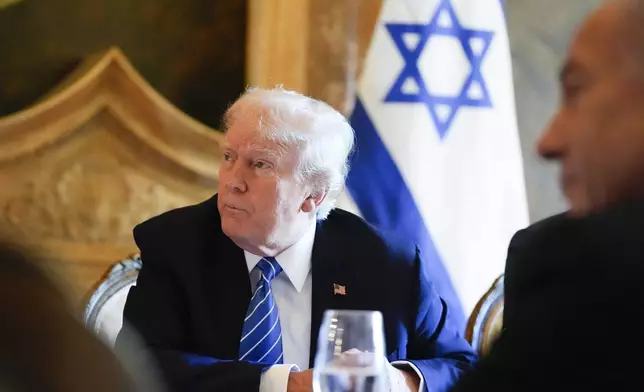 Republican presidential candidate former President Donald Trump meets with Israeli Prime Minister Benjamin Netanyahu at his Mar-a-Lago estate, Friday, July 26, 2024, in Palm Beach, Fla. (AP Photo/Alex Brandon)