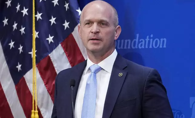 FILE - Kevin Roberts, president of The Heritage Foundation, speaks in Washington, April 12, 2023. Former President Donald Trump is seeking to distance himself from a plan for a massive overhaul of the federal government drafted by some of his administration officials. Some of these men are expected to take high-level roles if Trump is elected back into the White House. Roberts said that Republicans are “in the process of taking this country back” when he spoke Tuesday, July 2, 2024, on Steve Bannon's “War Room” podcast. (AP Photo/J. Scott Applewhite)