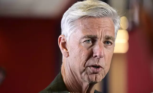 Philadelphia Phillies president of baseball operations David Dombrowski speaks with members of the media prior to a baseball game against the Cleveland Guardians, Friday, July 26, 2024, in Philadelphia. (AP Photo/Derik Hamilton)