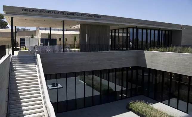 Exterior of the The David and Fela Shapell Family Collections Center on the he Moshal Shoah Legacy Campus, at Yad Vashem World Holocaust Remembrance Center in Jerusalem, Monday, July 8, 2024. Israel's national Holocaust museum opened a new conservation facility in Jerusalem, which will preserve, restore, and store the more than 45,000 artifacts and works of art in a vast new building, including five floors of underground storage. (AP Photo/Maya Alleruzzo)