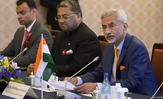 Indian External Affairs Minister Subrahmanyam Jaishankar, right, attends the Quad Ministerial Meeting at the Foreign Ministry's Iikura guesthouse in Tokyo, Monday, July 29, 2024. (AP Photo/Shuji Kajiyama)