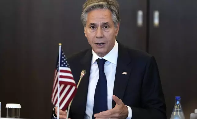 U.S. Secretary of State Antony Blinken speaks during the Quad Ministerial Meeting at the Foreign Ministry's Iikura guesthouse in Tokyo, Monday, July 29, 2024. (AP Photo/Shuji Kajiyama)