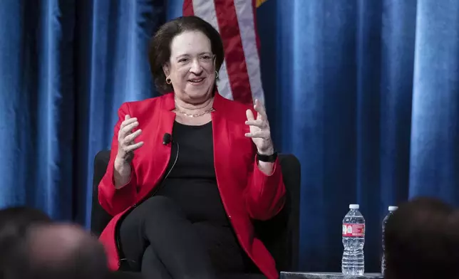 U.S. Supreme Court Justice Elena Kagan sits on a panel at the 2024 Ninth Circuit Judicial Conference in Sacramento, Calif., Thursday July 25, 2024. Kagan became the first member of the Supreme Court to call publicly for beefing up the court’s new ethics code by adding a way to enforce it. (AP Photo/Rich Pedroncelli)