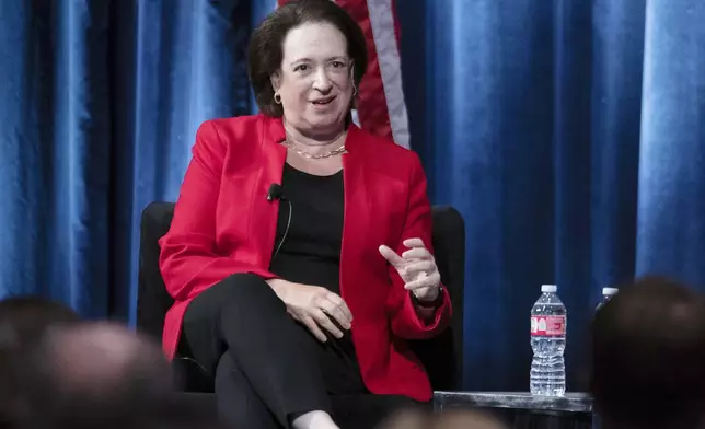 U.S. Supreme Court Justice Elena Kagan sits on a panel at the 2024 Ninth Circuit Judicial Conference in Sacramento, Calif., Thursday July 25, 2024. Kagan became the first member of the Supreme Court to call publicly for beefing up the court’s new ethics code by adding a way to enforce it. (AP Photo/Rich Pedroncelli)