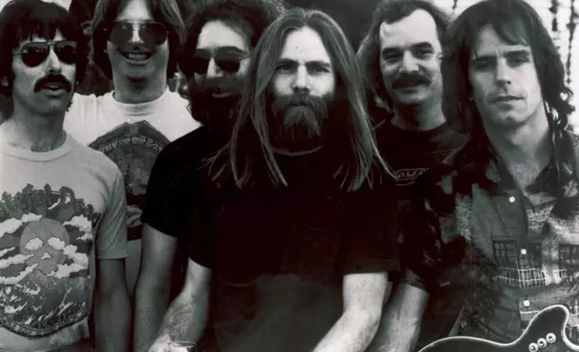 FILE - This undated file photo shows members of the Grateful Dead band, from left to right, Mickey Hart, Phil Lesh, Jerry Garcia, Brent Mydland, Bill Kreutzmann, and Bob Weir. The 47th Kennedy Center class will be honored with an evening of tributes, testimonials and performances on Dec. 8 at Washington's John F. Kennedy Center for the Performing Arts. (AP Photo/File)