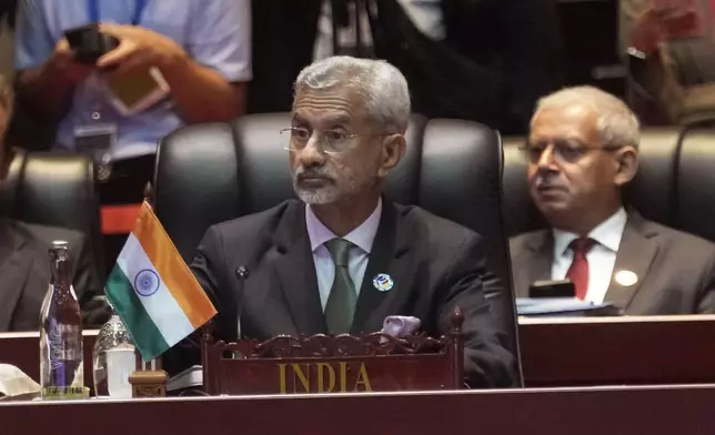 Indian Foreign Minister Subramanyam Jaishankar attends the ASEAN Regional Forum Ministerial Meeting in Vientiane, Laos, Saturday, July 27, 2024. (AP Photo/Sakchai Lalit)