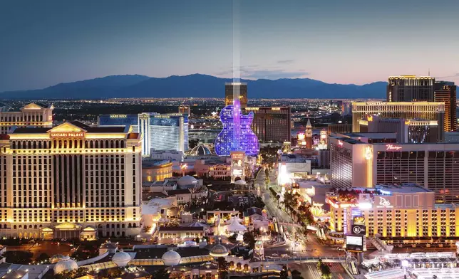 In this photo released by the Hard Rock International a graphic rendering shows Hard Rock Hotel &amp; Casino's plans to build an iconic Guitar-shaped Hotel which will be located on the famous Las Vegas Strip. (Hard Rock International via AP)